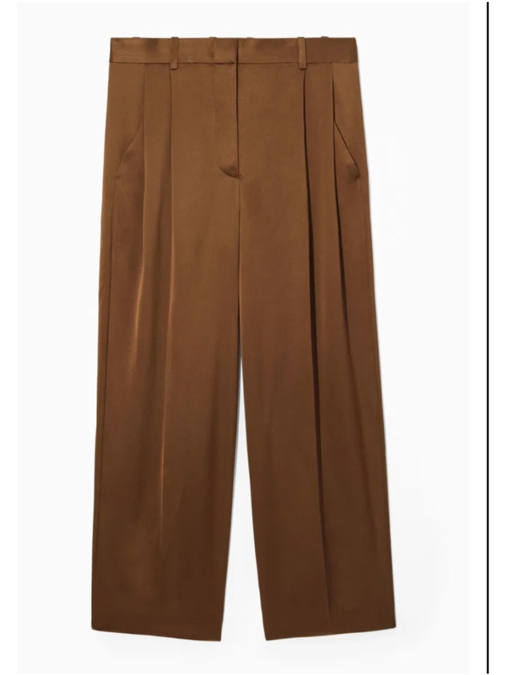 COS Wide-Leg High-Rise satin Trousers in Brown in size 2 - Picture 7 of 10